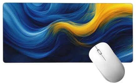 Tapis de Souris Abstrait Tapis de Souris XXL 1000x500 mm, Grand sous Main Bureau Gaming avec Bords Surpiqués et Dos Antidérapant, Bleu Mouse Pad Gamer pour Clavier et Souris, Cadeaux pour Hommes H-39