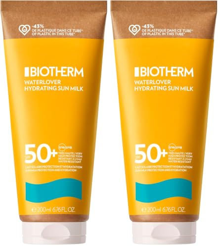 Biotherm Waterlover Hydrating Sun Milk LSF 50, feuchtigkeitsspendende Sonnenmilch für umfassenden Schutz, wasserfester Sonnenschutz