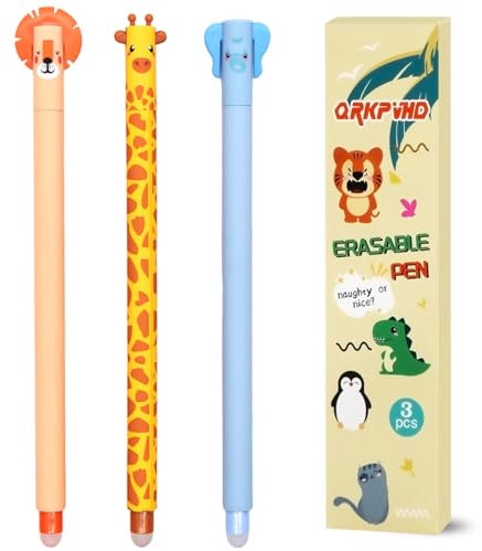 QRKPVHD Set mit 3 Tier Gel-Radierstiften - Temperaturempfindlich, Kugel am Ende der Tinte ohne das Blatt zu verbrauchen Spitzendurchmesser 0,7 mm