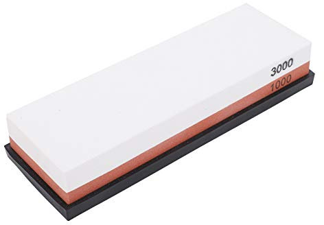 Pietra per Affilare Fafeicy a Doppia Faccia, Grana 1000/3000, in Corindone Bianco, con Base Antiscivolo per Utensili Cucina, 7,1x2,4x1,2 Pollici