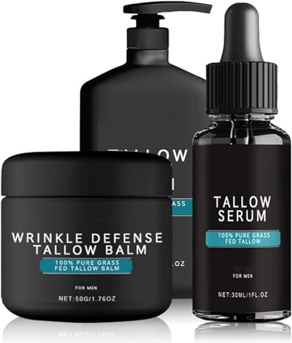 Kit de cuidado facial para hombre, bálsamo de sebo antiarrugas, hidratante facial de sebo antiedad, antiarrugas y antiedad para hombre (día y noche) Crema