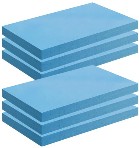 Gohytal 6 placas de espuma rígida, rectángulos de poliestireno, placa de espuma dura de alta densidad, azul, para manualidades, paisajes, edificios, modelado