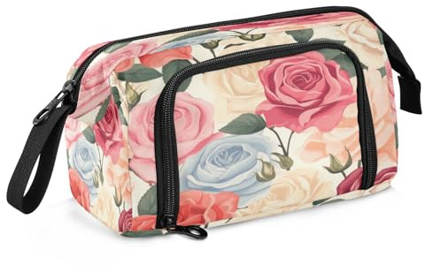 Mnsruu Federmäppchen mit großem Fassungsvermögen, Stifteetui, Schreibwaren, Büro, Organizer, Tasche für Jungen und Mädchen, Rosa