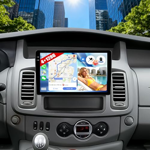 CAMECHO [4+128G] Android 15 Autoradio pour Opel Vivaro A 87R/Renault Trafic 2/Nissan Primastar, Carplay Android Auto sans Fil, 10 INCELL Écran Bluetooth 2 Din Radio Navi WiFi FM/RDS Lien Miroir