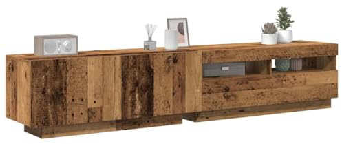 WRJENFSC Meuble TV avec éclairage LED RVB - Aspect bois vieilli - 200 cm de large - Buffet bas pour salon