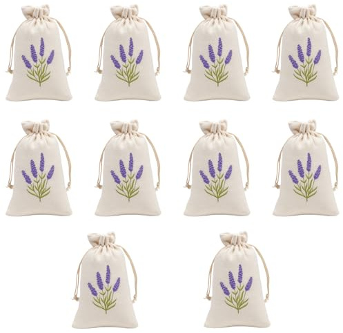 Lavender Sachets, 10 Pack Lavender Bags for Wardrobes and Moths, Lavenders Bag for Aromatherapy, The Size is 10 x 15 cm