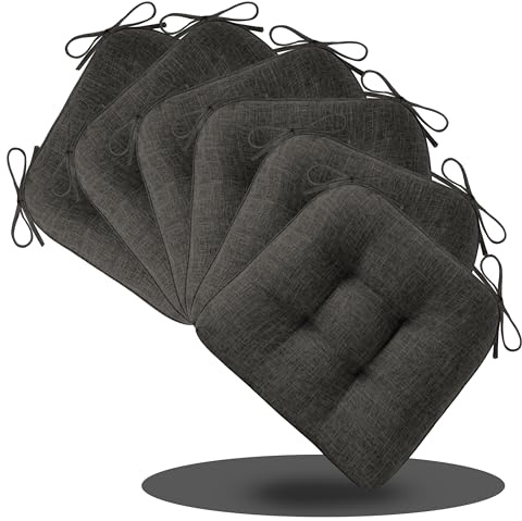 AddGrace 6er Set Sitzkissen 40 x 40 x 10cm Dunkelgrau | Weiche Stuhlkissen mit Hochwertiger Polsterung für Innenbereich Küche oder Esszimmer