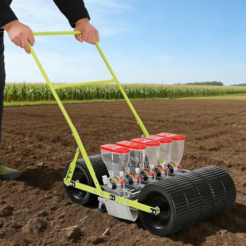 AUTUMFLATGAO Manual Seeder for 2-10mm Seeds, Hand Push Precision Seeder, Peanut Corn Vegetable Planter, with Adjustable Row Spacing/Plant Spacing/Depth, for Garden, Terraces & Field 5Row