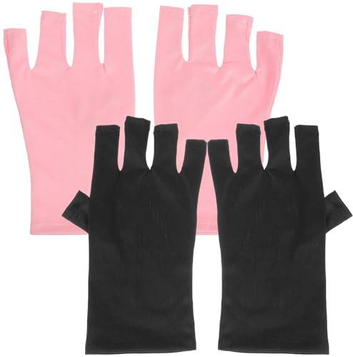 GALPADA 2 Pares de Guantes Protectores para Uñas UV de Poliéster, Guantes de Protección sin Dedos para Rutina de Manicura, Resistentes y Amigables Piel