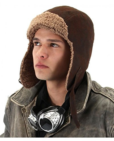 Horror-Shop Gefütterte Fliegermütze für Piloten-Kostüme für Karneval & Fasching