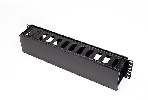 Mach Power Panel pasacables 2U con Tapa para armarios Rack 19, Material plástico, gestión de clasificación de Cables, Accesorio Profesional para centros de Datos (AR-CMP2B)