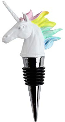 Unicorn Rainbow Mane 5 Inch Resin Metal Wine Bottle Stopper