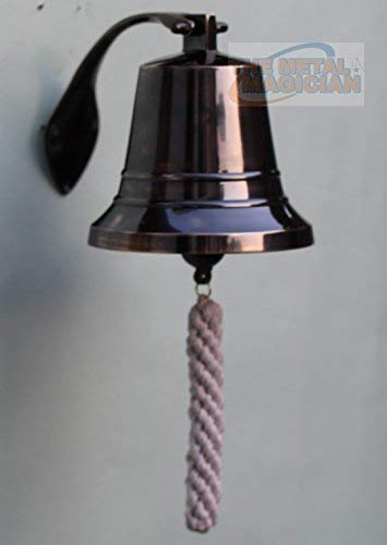 5 Solid Brass Bell Quality Marine Wall Mounted Ship Bronze Finished Hanging Bell Perfect for Dinner, Indoor, Outdoor, School, Bar, Reception, Last Order & Church By The Metal Magician