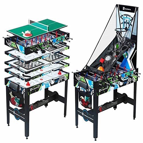 MD Sports 48 12-in-1 Multi-Game Combo Table w/Air Hockey, Basketball, Foosball & More
