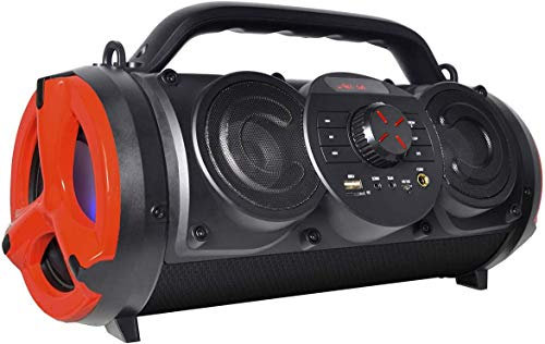 Boytone, Portable Bluetooth Boombox Speaker, Indoor/Outdoor, 25W, Loud Sound, Deeper Bass, 5 Subwoofer, 3.25 Tweeter, FM, USB, Micro SD, Microphone, DC 5V to USB Charging Connector Cable (BT-18RD)