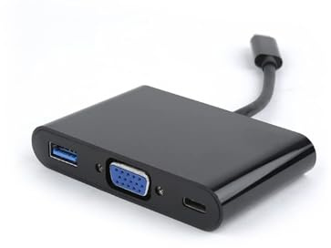 SatelliteSale Convertidor multipuerto USB tipo C a hembra USB 3.0/VGA/USB-C 5Gbps 1080p PVC negro