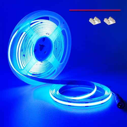 TOPAI 12V COB LED Streifen Blau 5M 480LEDs/M Hohe Dichte keine dunklen Flecken IP20 Innen Light Strip für DIY Wohn, Kommerziell, Industriell Beleuchtungsprojekt