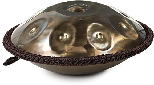 Sela Journey Handpan Gold - G# Kurd Stimmung - rostfrei & korrosionsbeständig - klangvolles Percussion-Instrument - Steel Hand-Pan 47 cm groß - ohne Störgeräusche - mit gepolsteter Tasche, SE 218