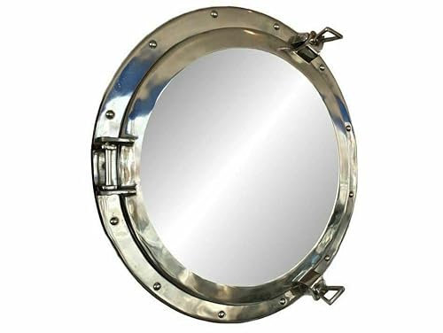 Ojos de buey náuticos marinos para colgar en la pared, ojo de buey redondo de plata, ventana de buey de vidrio, espejo de latón, decoración de pared