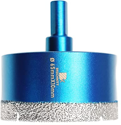 Diamant Trockenbohrer Fliesenbohrer 65mm BRSCHNITT Diamant Bohrkrone - Lochsäge für Keramik, Granit, Porzellan, Fliesen, Feinsteinzeug, Mauerwerk, Marmor.