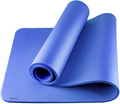 NBR, tappetino per esercizi di yoga, spessore 10 mm, tappetino antiscivolo per pilates, esercizio, aerobica, ginnastica, esercizi a casa, allenamento, fitness, campeggio, palestra, 183 x 61 cm (blu)