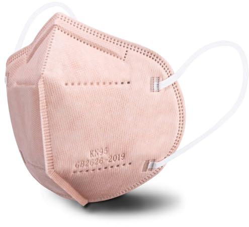 KN95 Face Mask 50 PCS, Individually Wrapped, 5 Ply Pink Disposable Face Masks for Adults Filter Efficiency 95%, Protection against PM 2.5 Smoke Particles