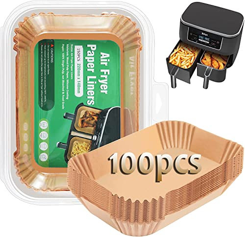 Backpapier für Heißluftfritteuse,100pcs 8.7IN Backpapier für Ninja AF300EU Heißluftfritteuse, Air Fryer Zubehör, kompatibel mit Ninja AF300EU AF400EU, Princess und anderen Dual Zone Air Fryer