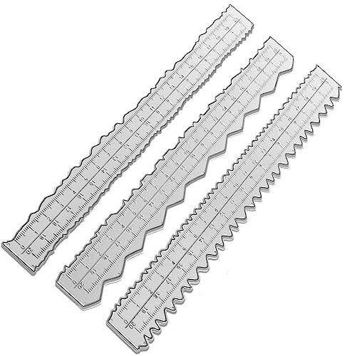 3 reglas de borde irregular, regla de metal para manualidades, regla de desgarro de papel con borde dentado, regla de borde para repujar, álbumes de recortes, tarjetas, troqueles de corte