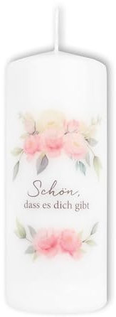 KERZENBOTE Spruchkerze Schön, dass es dich gibt 15x6cm | Geschenk-Kerze | in Deutschland gefertigt | 6x15cm