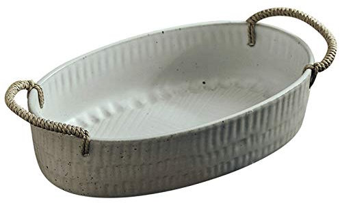 OQHAIR Obstschalen für die Küche, ovale Obstschale aus Keramik, Brotschale für Heimdekoration, im Used-Look für rustikalen Bauernhaus-Look, Obsttablett für Party (Farbe: A)