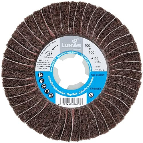 LUKAS ERZETT 2 x Rodillo abrasivo universal LWM 100 x 50 mm con orificio 19 mm | Corindón grano 100/80-10,5 x 10,5 x 10,5 cm