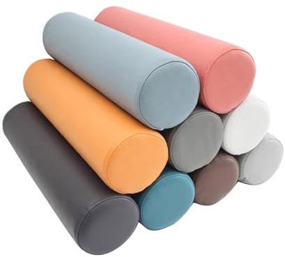 qing yun Almohada cervical redonda impermeable para sofá, reposabrazos, cilindro, cojín cervical para yoga, cabeza, cuello, lumbar (20 x 150 cm, café)