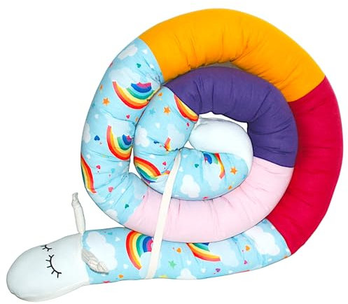 Bettschlange/Bettschnecke XXL (Motiv Regenbogen (1)) Länge 250cm ** personalisierbar**Seitenschläferkissen, Stillkissen
