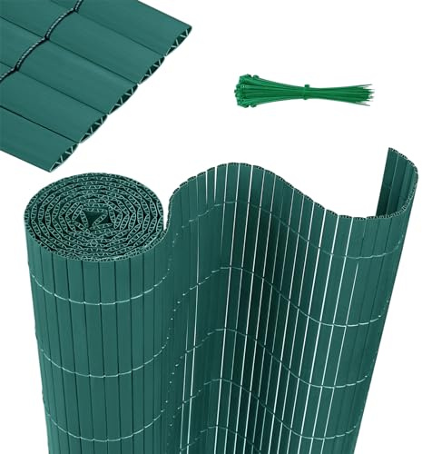 HENGMEI Estera de protección visual de PVC para balcón, revestimiento de valla impermeable con bridas reforzadas, láminas reforzadas para privacidad, valla de PVC opaca, 120x300cm, verde