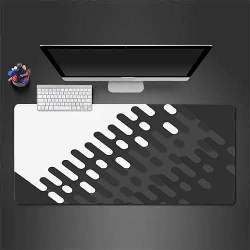 QiHon Gaming Mauspad XXL Grau Weiß Großes Mauspad Schreibtischauflage mit Vernähte Kanten Einer speziellen Oberfläche verbessert Geschwindigkeit und Präzision 600x400x2mm