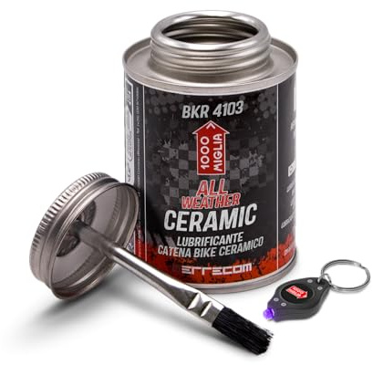 1000 Miglia BKR 4103 CERAMIC ALL WEATHER Lube Bike Chain for all Weather Conditions - 240 ml, fluorescent and scented formula, All-In-One Can, Brush included