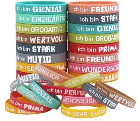 AIBAOBAO 24 PCS Bracciali Motivazionali, Braccialetto in Silicone, Braccialetti in Gomma Colorati, Braccialetti in Silicone per Adulti, per Eventi, Motivazione, Raccolte Fondi, Consapevolezza