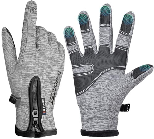 ActFun Winter Thermal Gloves for Running Driving Cycling Riding, 10-Finger Touch Screen Soft Warm Handwear for Work Sports Golf Netball Fishing Racing, Anti-Slip Gym Gloves for Men Women