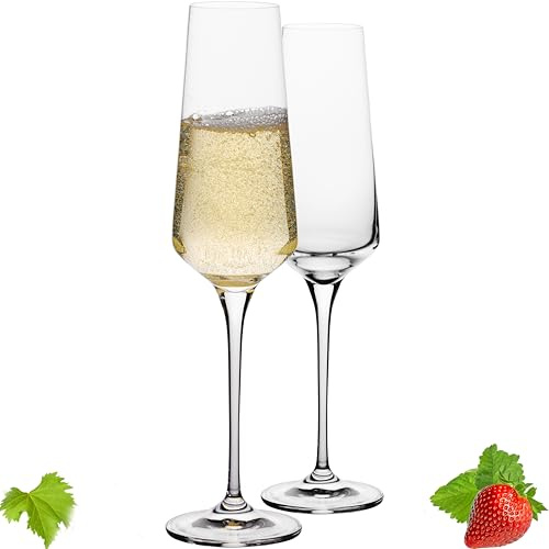 IMPERIAL glass Sektkelche 220ml Serie 'Athen' Proseccogläser Set 2-Teilig Sektgläser aus Crystalline Glas Spülmaschinenfest