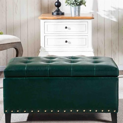 Sitzbank mit Stauraum, Hocker mit Leder-Ecksofa, Fußhocker für Schlafzimmer, Wohnzimmer, Dekoration, Grün, 60 x 40 x 43 cm, verschönern Sie Ihren Raum mit Stil und Funktionalität