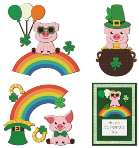 DELORIGIN Patrick'S Day Schwein Stanzformen Stanzformen Aus Karbonstahl Schablonen Zur Kartenherstellung Prägeschablonen Rahmen Stanzschablonen Neuheiten 2025 Für Scrapbooking Bastelpapier Grußkarten