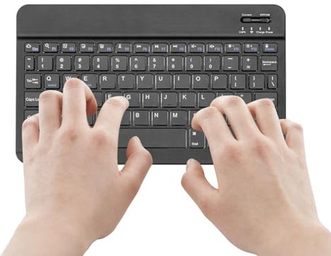 Teclado Inalámbrico Recargable - Teclado Inalámbrico Ergonómico, Teclado USB Compacto Inalámbrico Silencioso | Teclado portátil Delgado para Oficina en casa, Viaje con Teclado Recargable por USB para