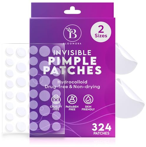 Pickel Patches 324 Stück Hydrokolloid Pflaster für Akne im Gesicht | In zwei Größen für punktuelle Anwendung über Nacht mit mattem Finish