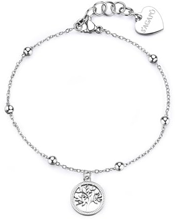 S'Agapõ Bracciale Donna in Acciaio con Simbolo Albero Della Vita | Collezione Witch - SWH20