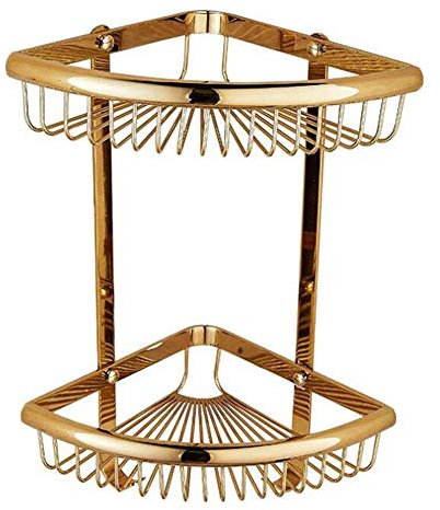 Etagère De Douche Accessoire Mural, d'angle Etagère De Douche Accessoire Rangement Douche Etagere Cuivre,Gold-2Tier