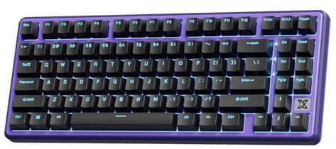 RK ROYAL KLUDGE X87 Mechanical Keyboard 75% Wired Keyboard Gaming with 86 Keys, Gasket Mount, Ice-Blue Backlight, Purple Shell Design, Software Support, Hot-Swappable Creamy Switch Black