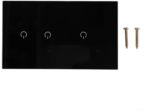 Besshepplo Smart Light Switch Touch Switch Crystals Glass Panel WiFi Light Switch For Voice Wireless Remote Control Timing Funtion For Dimmable Light Bulb Fixture(4 Gang-Black)