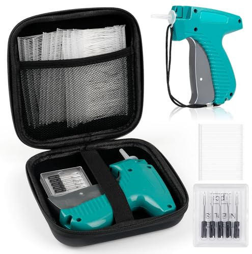 BEVTEE Price Tagging Guns for Clothes, Retail Price Tag Attacher Guns for Clothing (Not Stitch Gun), Includes 5 Needles, 1008 Barbs Fasteners, 1 Hard EVA Bag(Green)