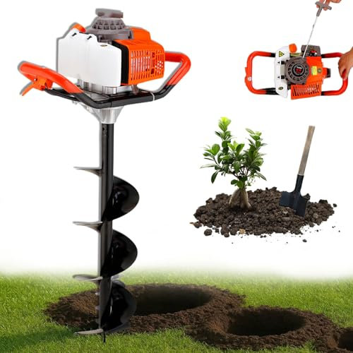 Glowdora Tarière À Essence, Tarière De Jardin 3 CV, 3 Types De Forets 4, 6 Et 8 pour Terres Agricoles, Jardins Et Plantations,15cm（6in）