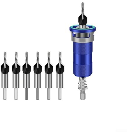 Gdfnmogo Juego de brocas avellanadas de 4 flautas con tope de profundidad ajustable para madera, metal, plástico, brocas cónicas de carburo de 3,2 mm a 4,8 mm, para cambio rápido semiautomático, 6